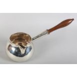 A GEORGE I SILVER BRANDY PAN, BY WM. SPACKMAN, London 1725, of rounded form, turned walnut side