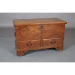 A 19TH CENTURY WALNUT JOINTED CHEST, having a lift up top, the interior fitted with candle box and