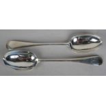 A PAIR OF VICTORIAN SILVER TABLE SPOONS, Z Barraclough & Sons, London 1899, engraved with a crest,