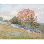 EDWARD HERBERT BARNARD (American 1855-1909), hillside pasture in early autumn, oil on canvas, signed