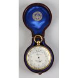 AN EARLY 20TH CENTURY POCKET BAROMETER BY C.W. DIXEY & SON, 3 New Bond St London, in gilt base metal
