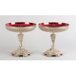 A PAIR OF VICTORIAN SILVER COMPORTS, MAKER THOMAS, WALTER AND HENRY HOLLAND, London 1896 the