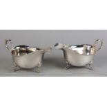 A PAIR OF GEORGE V SILVER SAUCEBOATS by Zachariah Barraclough & Sons, Chester 1935, with bracketed