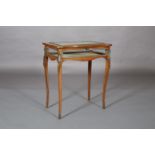 A MID 19TH CENTURY ROSEWOOD AND BRASS MOUNTED BIJOUTERIE TABLE inlaid in satinwood with foliate