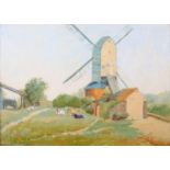 H KLAIBER (19th/20th century), Hornchurch Mill, windmill and cattle at rest, oil on board, signed,