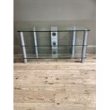 A three tier glass TV stand