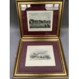 A pair of reproduction hand tinted engravings, 'Pointing' and 'Grand Cricket Match', overall with