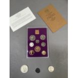 Mary 1553-54 silver groat mm pomegranate ragged flan plus 1970 UK proof set etc