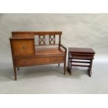 A mahogany finished telephone table and nest of three tables