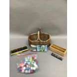 Artist's supplies including two boxes of metallic pastels, one still in wrapping and a bag of