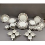 A Queen's china dinner and tea service of Udai palace design including ten dinner plates, twelve