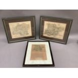 Three maps of Essex, hand tinted engraved plates, framed