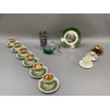 A boxed set of six Czechoslovakian coffee cups and saucers of gilt decoration together with a