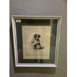 By and after Lucy Dawson 'Dinnertime', puppy wearing a napkin, signed and titled in pencil to the