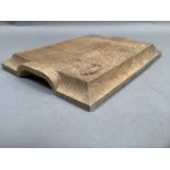 Derek Slater 'Fishman', oak two handled cheeseboard, rectangular with bevelled edge and carved in