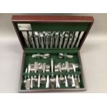 A stainless steel canteen of cutlery complete for twelve, dinner knives and forks, butter knives,