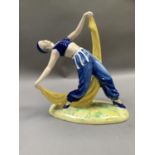 Dean Sherwin for Moorland, Chelsea Works, an Art Deco style figure of a dancer with yellow shawl and