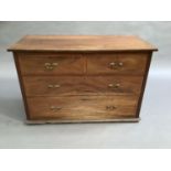 An Edwardian chest of two short and two long drawers, adapted from a dressing chest, 107cm wide x