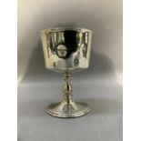 A silver York goblet commemorating the 1900 anniversary of York minster engraved with crest and AD