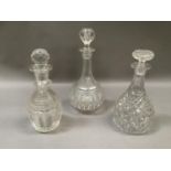 Three glass decanters, 19th century and later