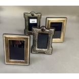 A small pair of Elizabeth II silver photograph frames, rectangular with beaded detail, 13cm x