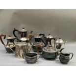 A quantity of silver plated ware including four piece tea and coffee set, hot water jugs, teapot and