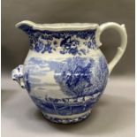 A large Spode blue and white toilet jug from the signature collection Rural Scenes originally