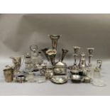 A quantity of silver plated ware including four flute epern, breakfast and other cruet, plated on
