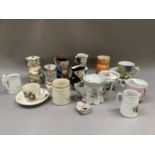 Toby jugs, shaving and moustache mugs, 'curly locks' cup and saucer etc