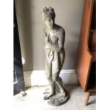 A concrete cast garden statue of a classical female, 115cm high