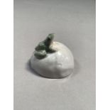 A Royal Copenhagen figure of a frog sat upon a rounded rock, no.502 and printed and painted mark