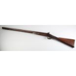 A 19th century double barrelled percussion shot gun by Gooch in 12 gauge, damascus barrel, swan neck