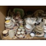 A mixed selection of tea ware, tureens, meat dishes, cups and saucers, egg sets, trinkets etc