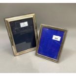 Two Elizabeth II silver photograph frames, rectangular, with beaded edge 18cm x 14cm, Birmingham