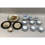A Japanese egg shell china tea service, tube lined with dragons, comprising six cups, six saucers,