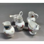 Five Royal Worcester jugs of various antique shapes including Lamprey, Ring-Neck, Cabbage Leaf (5)