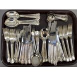 A suite of silver plated cutlery initialled H, comprising 12 dinner knives and forks, 12 entree or