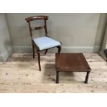 A 19th century mahogany single chair having a bar back, pierced tablet tie rail, upholstered seat