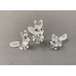 A Swarovski crystal set of fox and two cubs, the vixen 5.25cm high