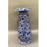 An Edwardian blue and white pottery jardiniere stand, 54cm high