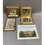 A pair of 19th century Baxter prints, depicting emigration in hope of riches, a pair, gilt frames,