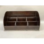 A desk tidy with two rows of pigeon holes, 49cm wide by 24cm high and 22cm deep