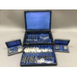 A canteen of Continental silver plated cutlery comprising twelve dinner knives, twelve dinner forks,