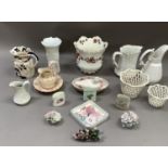 Various pottery planters, jugs, dished etc