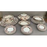 A Victorian Masons Ironstone dinner service comprising a pair of tureens one with cover, 2