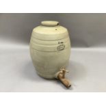 A stoneware two gallon barrel made for James Pearson Limited Brampton, Chesterfield with wooden