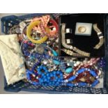 A collection of costume jewellery including bangles, bracelets and necklaces