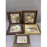 Five Choking metal panels, framed, various scenes