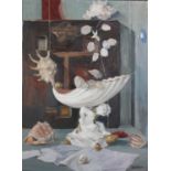 ARR Peter McGinn (Scottish, 20/21st century), Still life of shell-shaped vase, seashells and