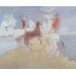 ARR Peter McGinn (Scottish, 20/21st century), Equestrian figures in a landscape, oil on board,